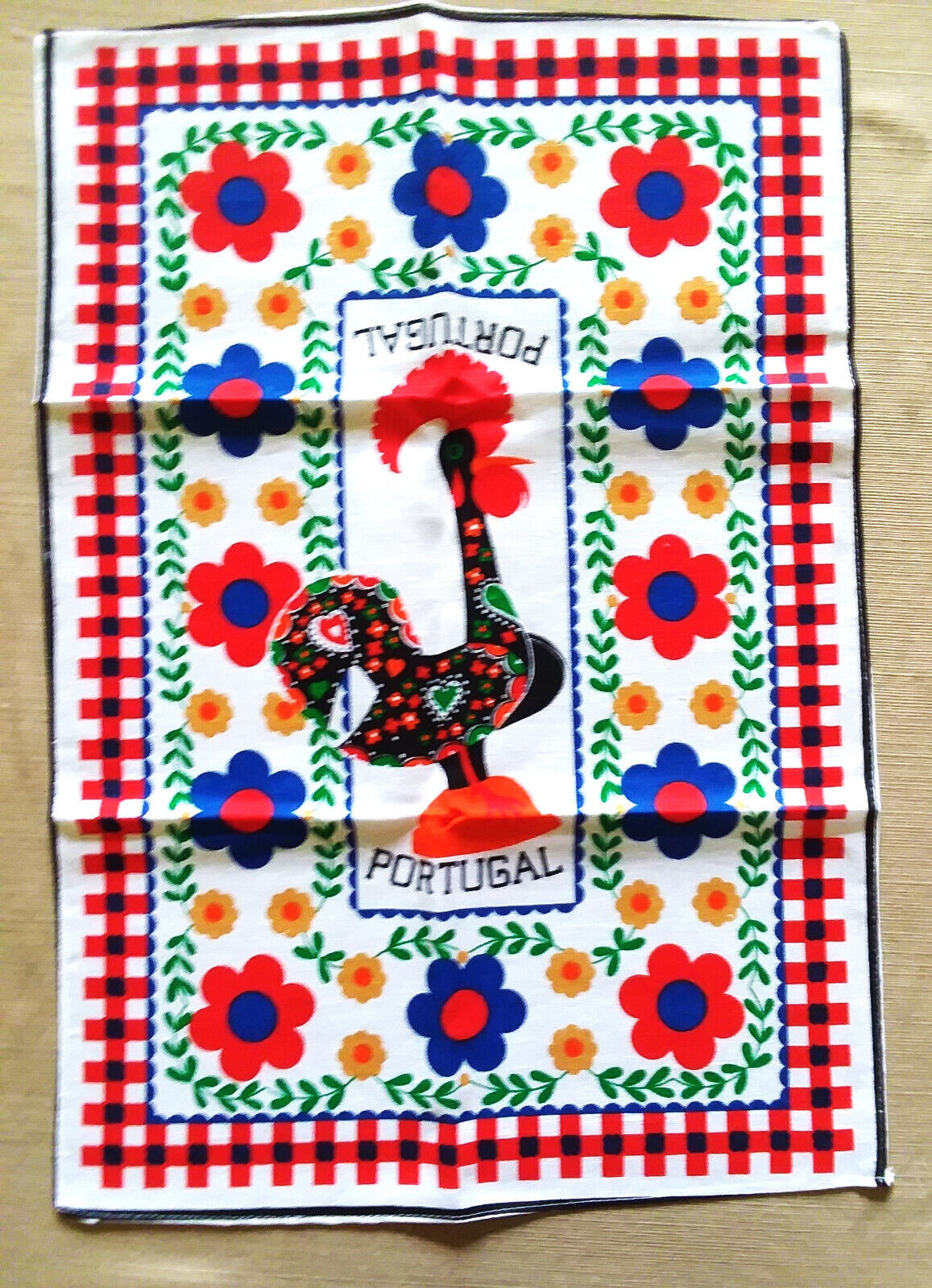 Vintage Portugal Tea Towel Traditional Portuguese Rooster