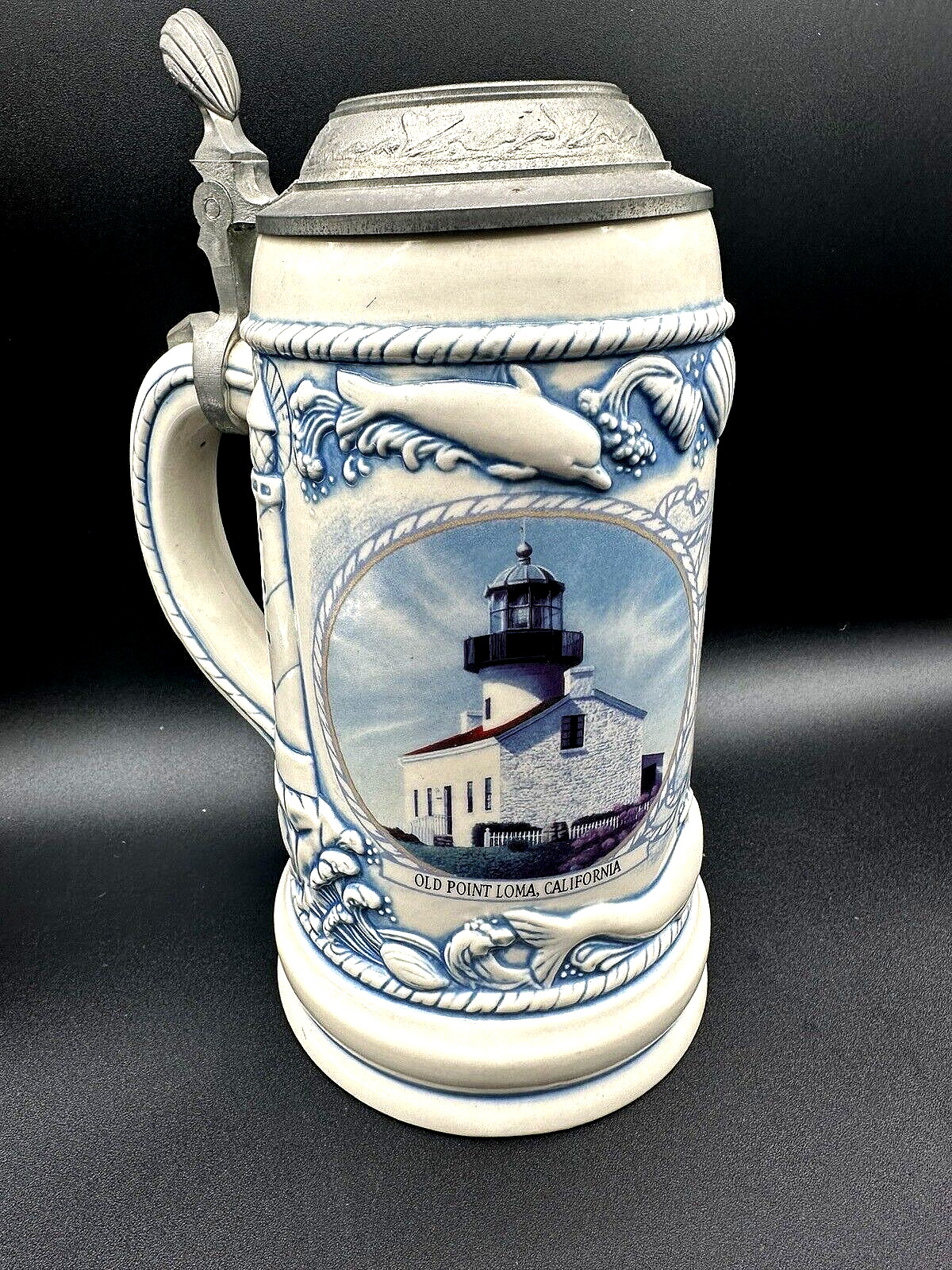 Old Point Loma Heceta Head Beer Stein Double Sided 1 Liter Lighthouse San Diego