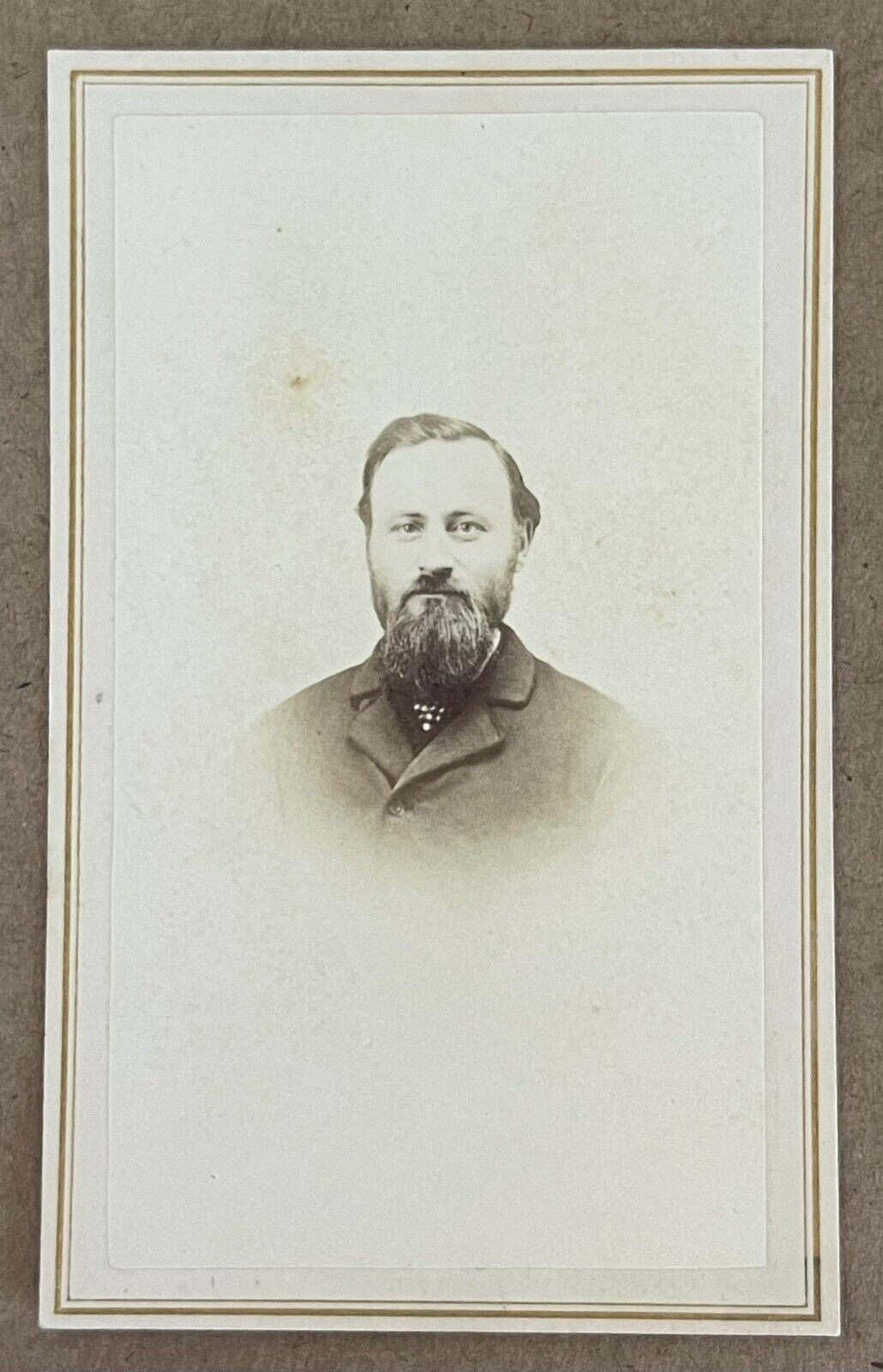 Antique Victorian CDV Photo Card Handsome Bearded Man West Randolph, VT