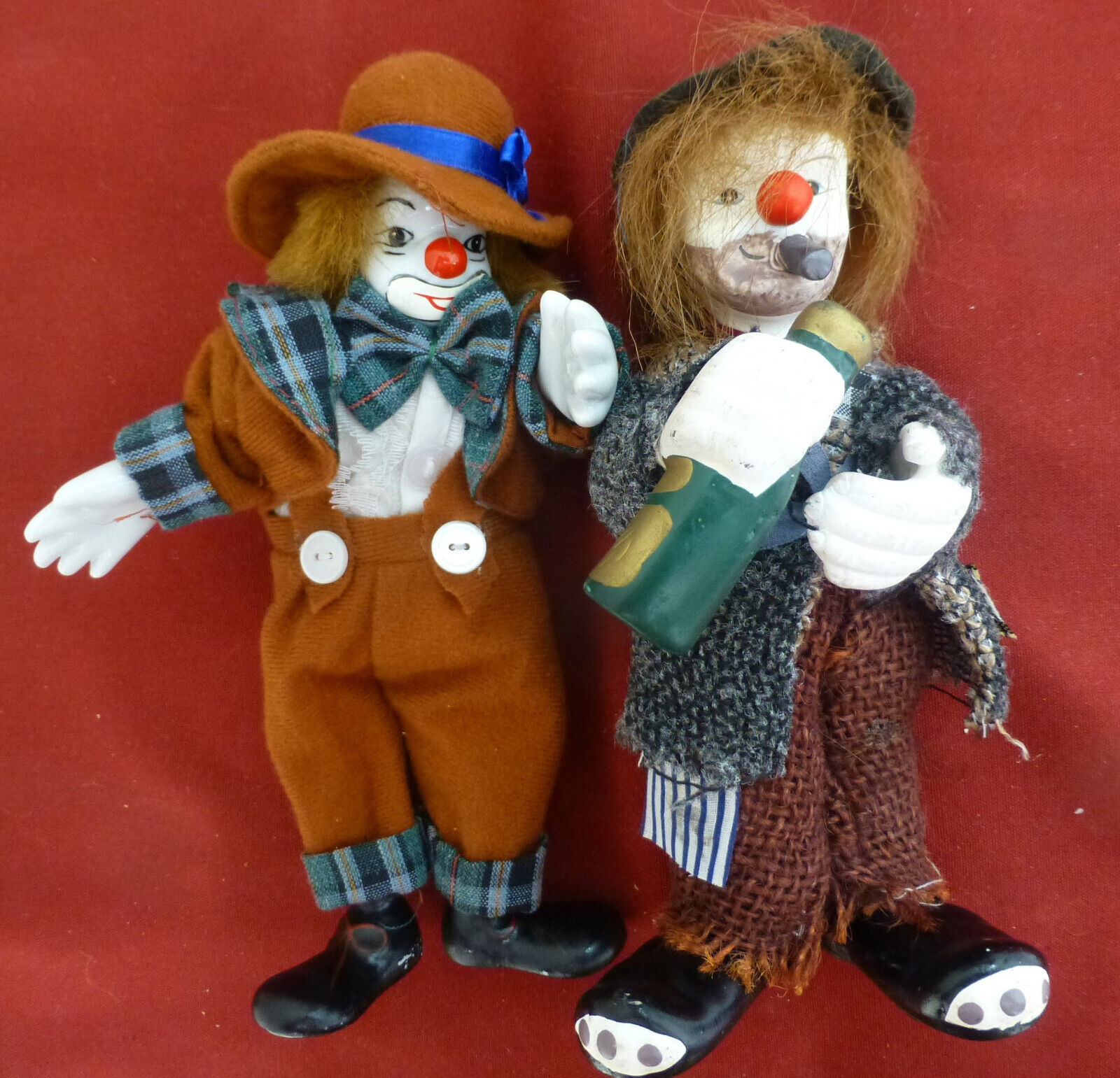 Clowns-Unmatched Pair of Figurines