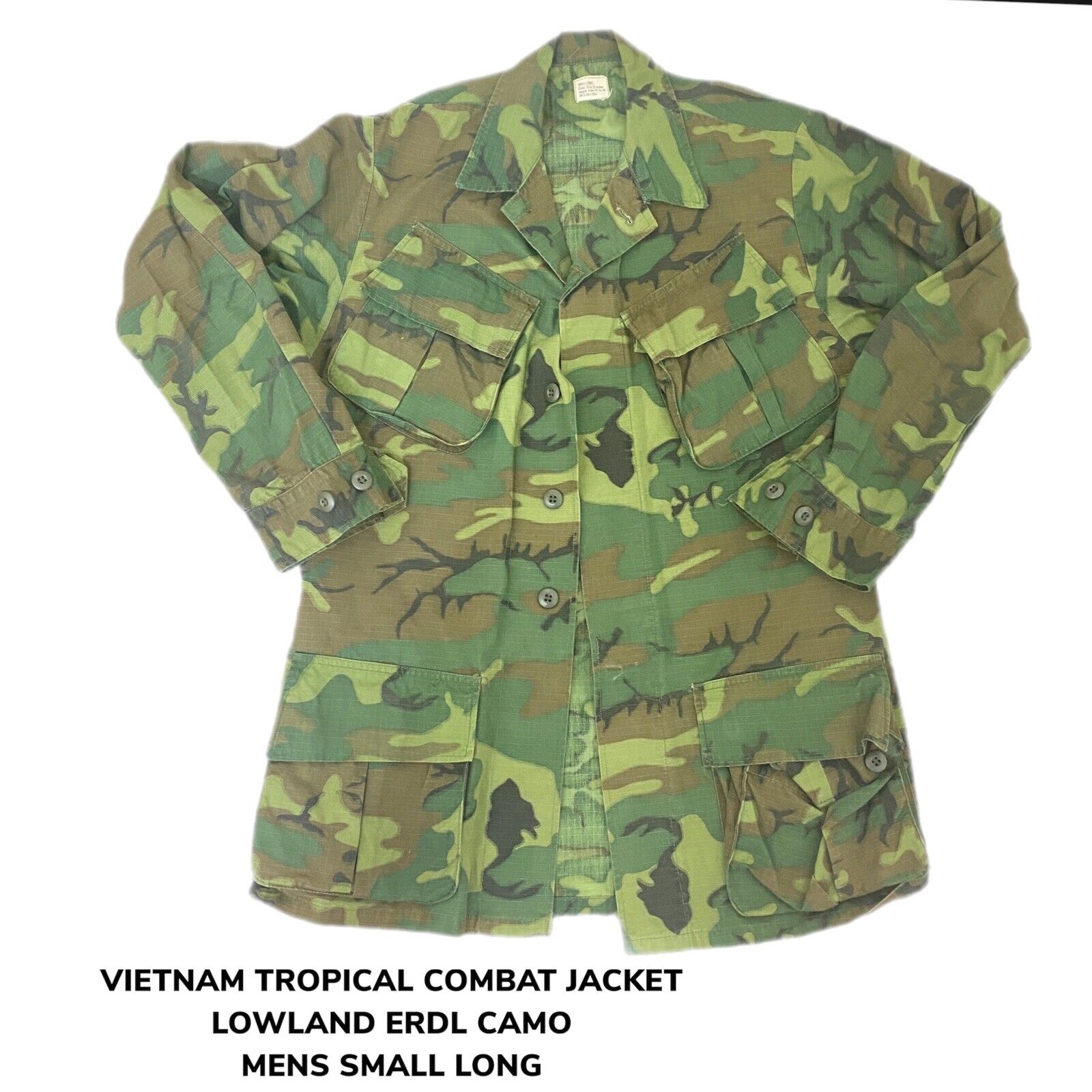 Tropical Combat Jungle Jacket Vietnam ERDL Lowland Camo Poplin Ripstop Slant