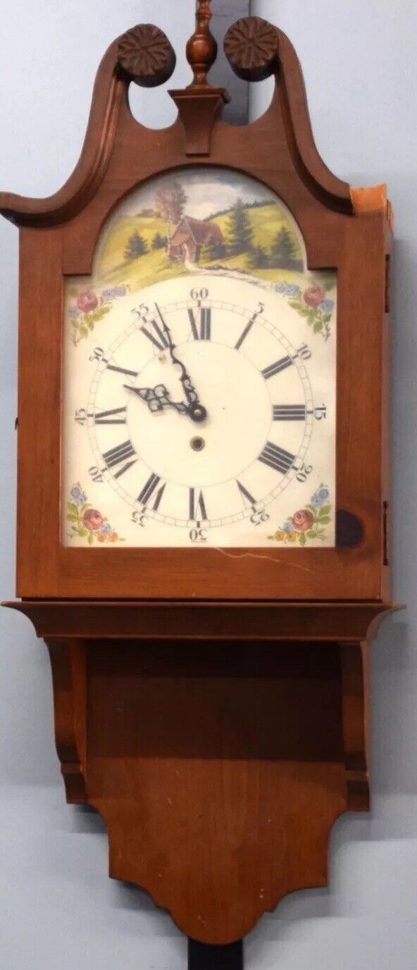 German hanging wall clock, Country Scene On Dial