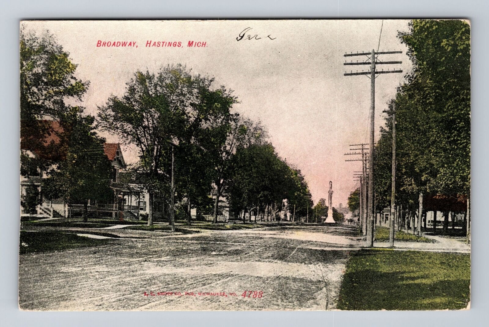 Hastings MI-Michigan, Broadway Scenic View, Antique, Souvenir Vintage Postcard