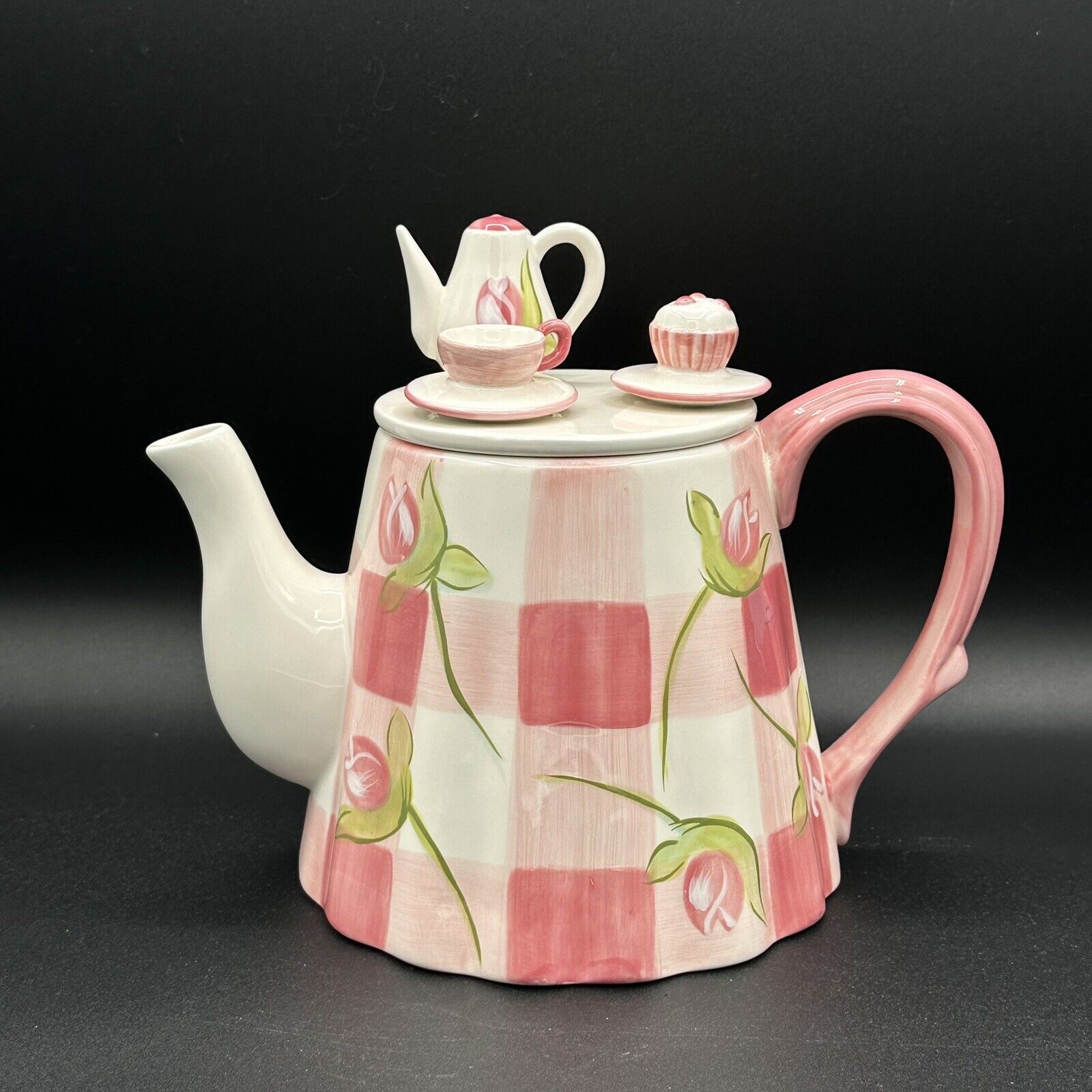 Garden Ridge Adorable Tea Pot Pink Flowers Mini Tea Cup Cupcake And Tea Pot