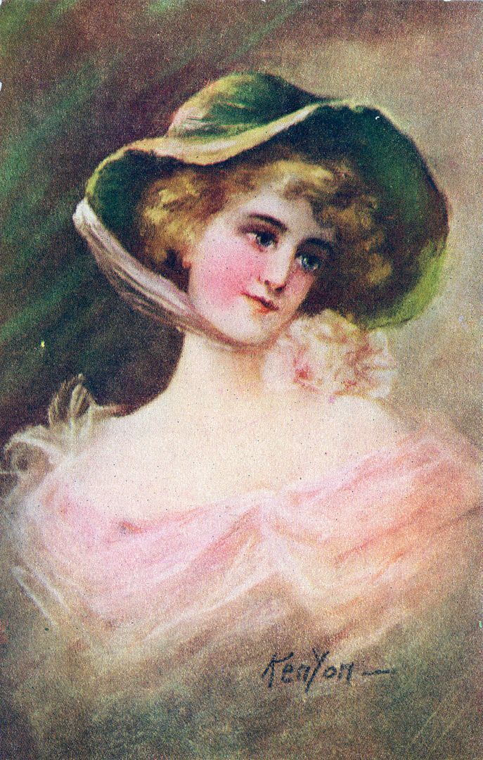 Kenyon Signed Purity Young Woman Wearing Hat Postcard