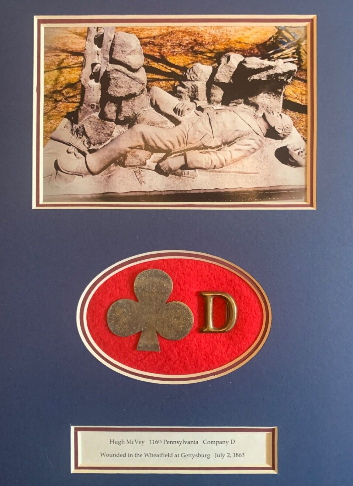 Beautiful Very Rare Civil War 116th PA Irish Brigade Badge Identified Hugh McVey