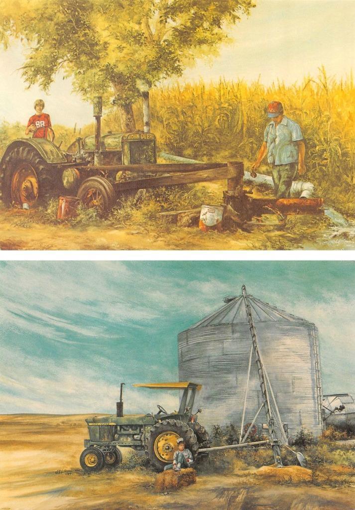 2~ 4¼ X 6 Postcards  FARM SCENES John Deere Tractor RAYMOND L CROUSE Agri~Artist
