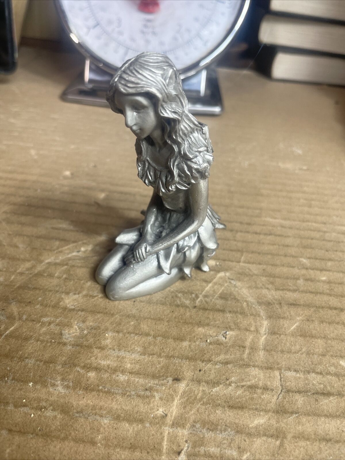 Vintage Pewter Sitting Fairy Statue 3.5” Tall Heavy