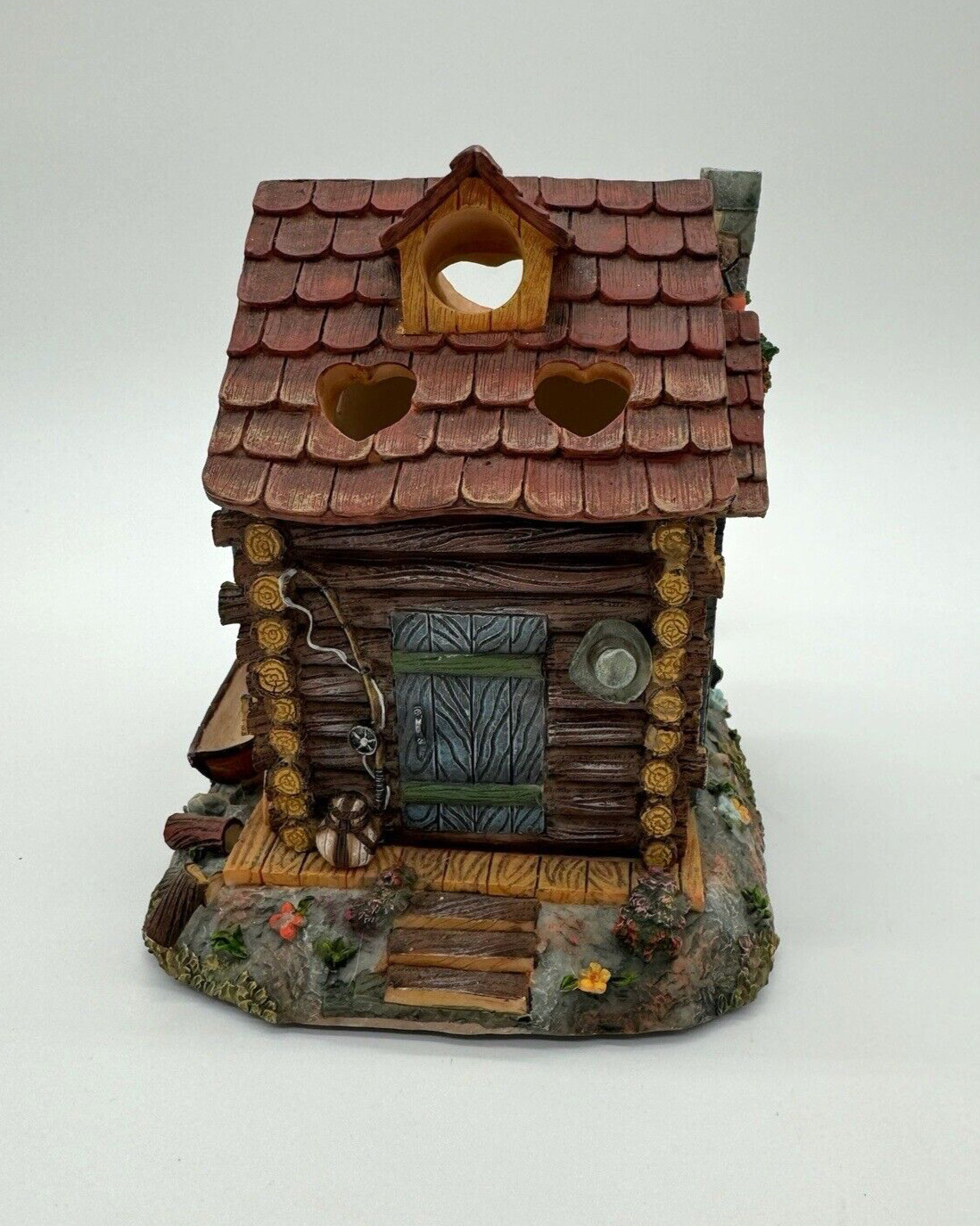 Vintage Handpainted Log Cabin Cottage with Light WORKING A. Richesco Corporation