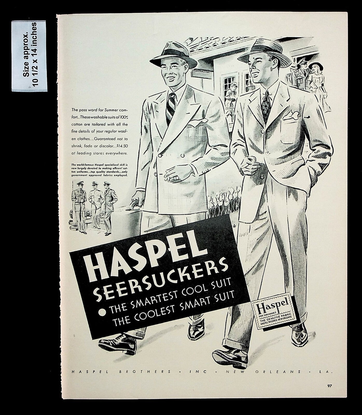 1943 Haspel Seersuckers Smartest Cool Suit Men Fashion Vintage Print Ad 33233