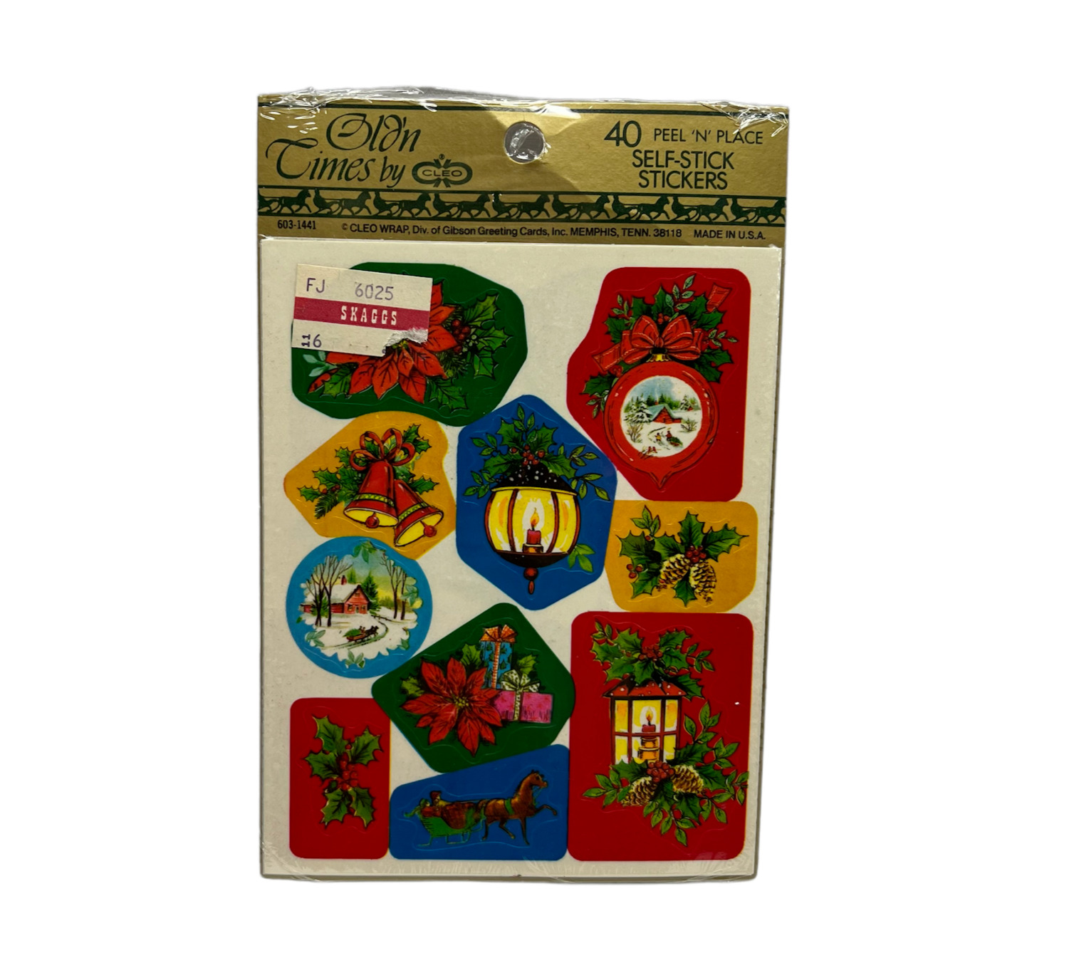 Vintage Cleo Christmas Tags Stickers Peel N Place Self Stick Tags NOS Sealed 40
