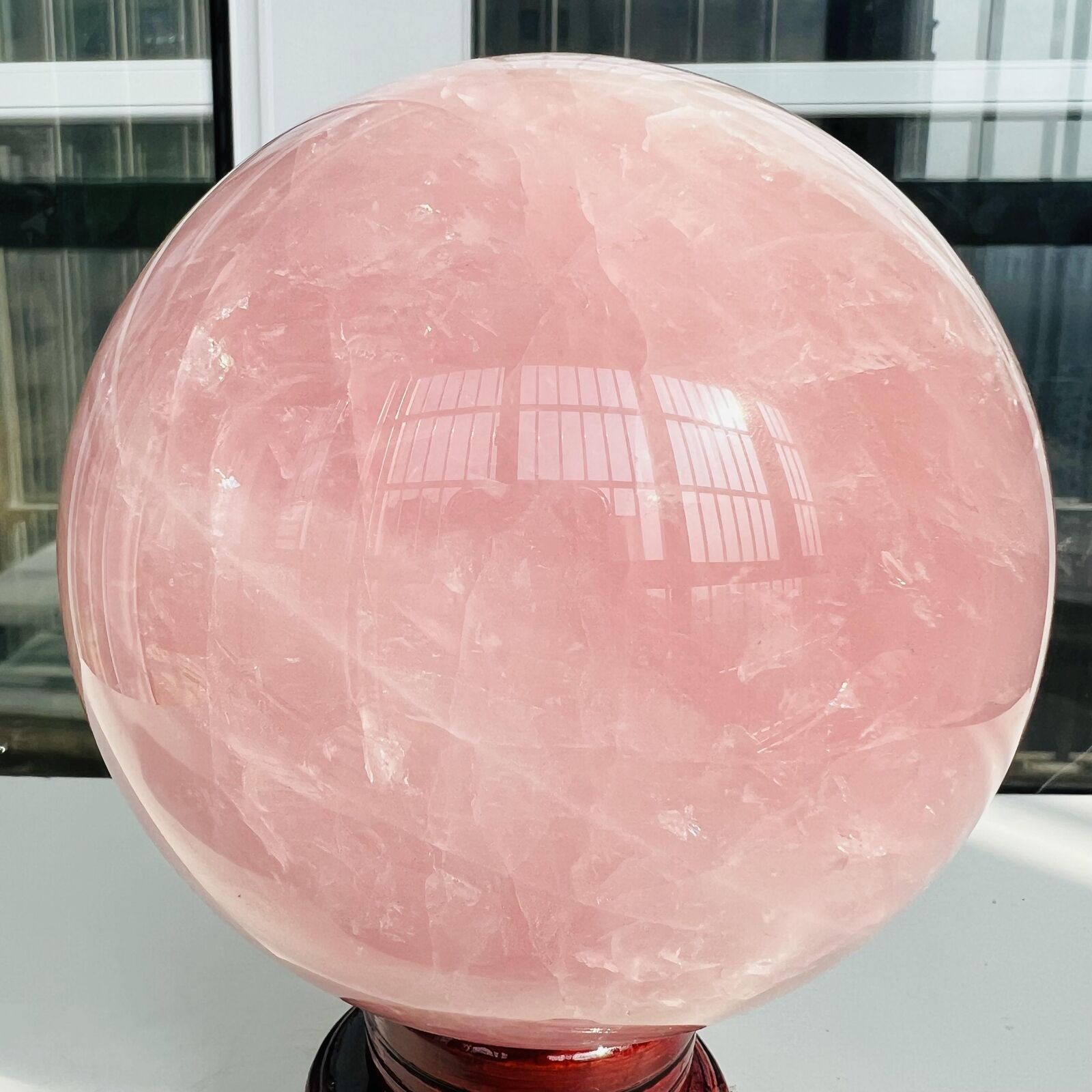 Natural Pink Rose Quartz Sphere Crystal Ball Decor Reiki Healing 7.01LB