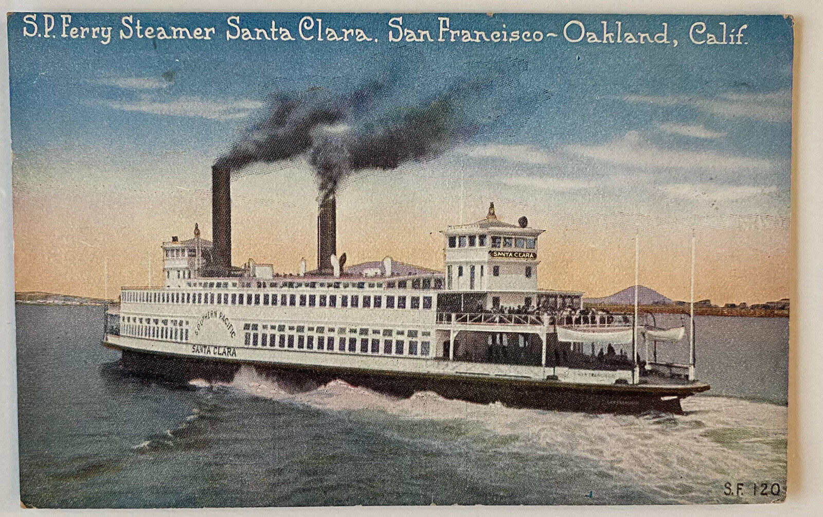 SP Ferry Steamer Santa Clara San Francisco Boat Postcard Oakland California