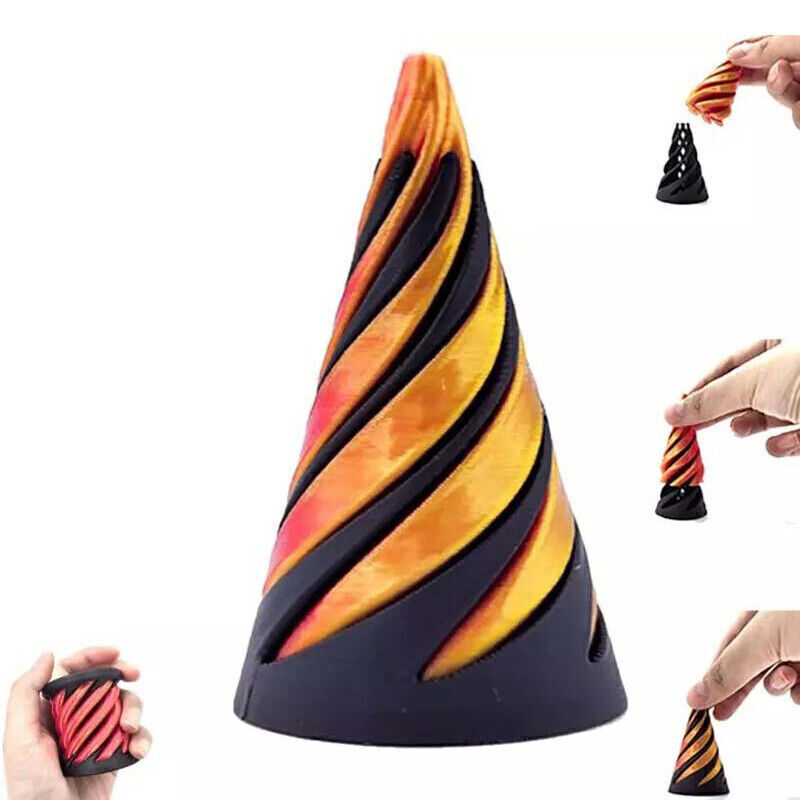 USA Impossible Pyramid Passthrough Sculpture Helix Screw Fidget Toy Spiral Cone