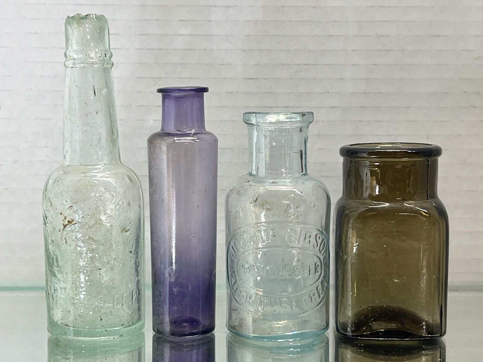 4 Early Misc Bottles 1 Sheared Tops Over 100 Years Old