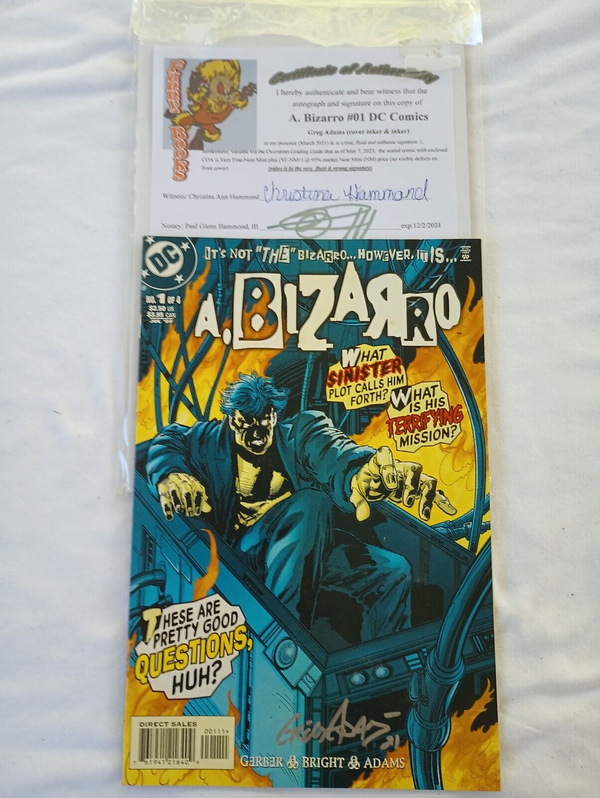 A. BIZARRO #1 DC COMICS 1999 Very Fine-Near Mint (VF-NM) signed Greg Adams (i)