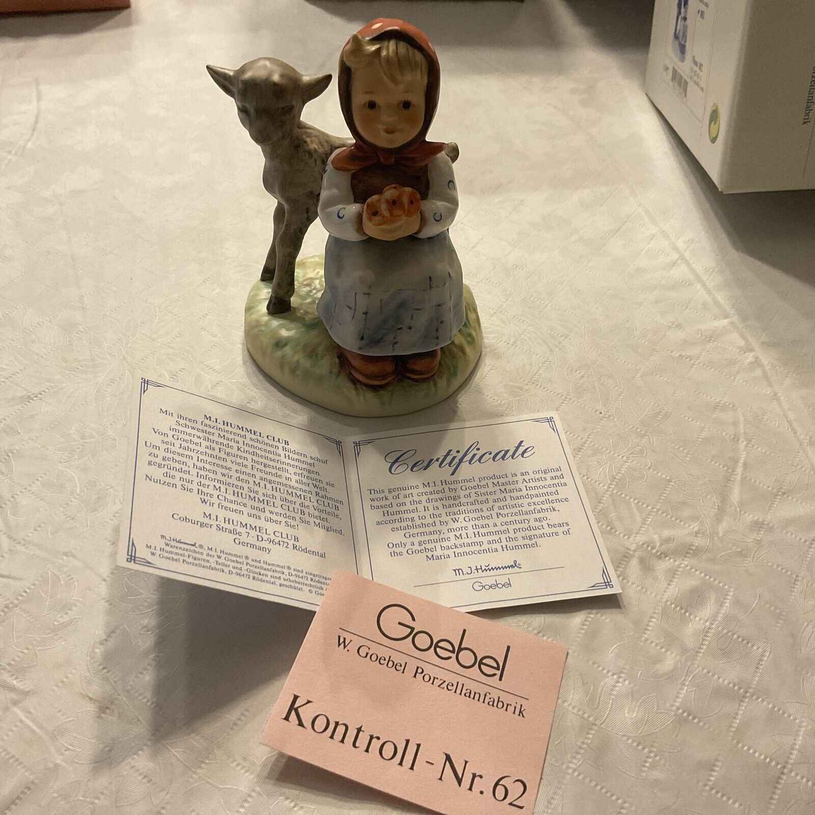 Vintage Goebel Hummel Good Friends #182 Girl with Lamb Figurine Box/Certificate