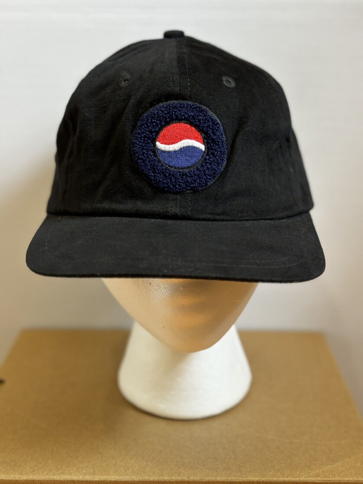 Vintage Genuine Pepsi Products Snapback Hat Baseball Cap Textured Logo Black
