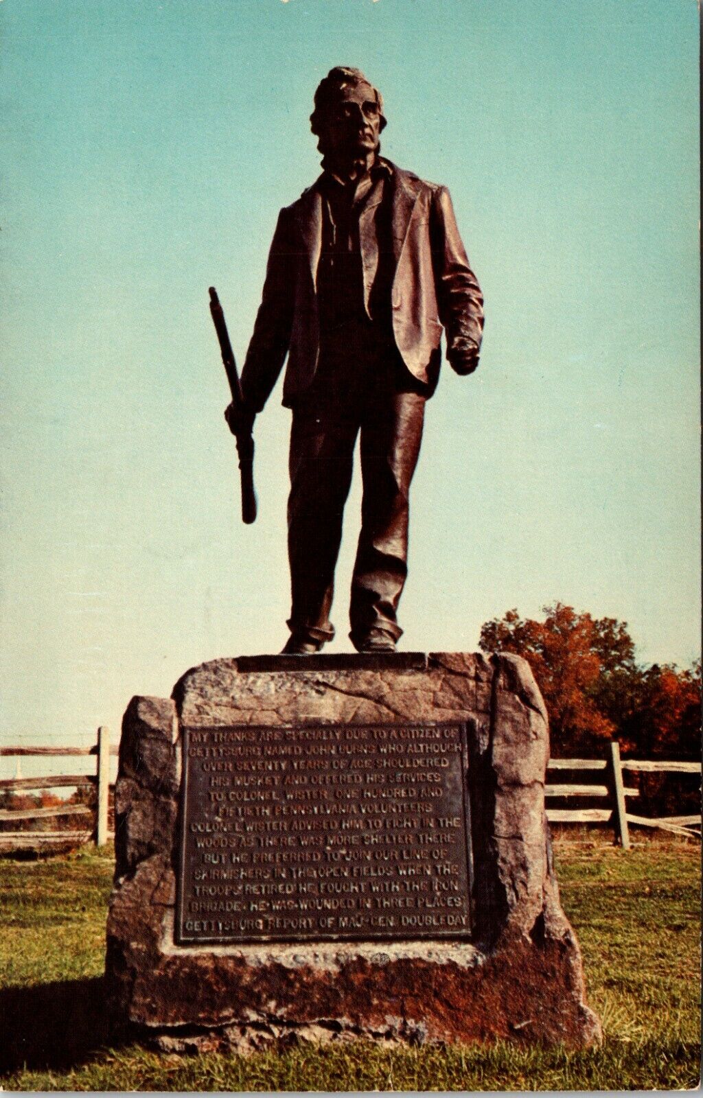 John Burn\'s Memorial Gettysburg Pennsylvania Vintage Postcard