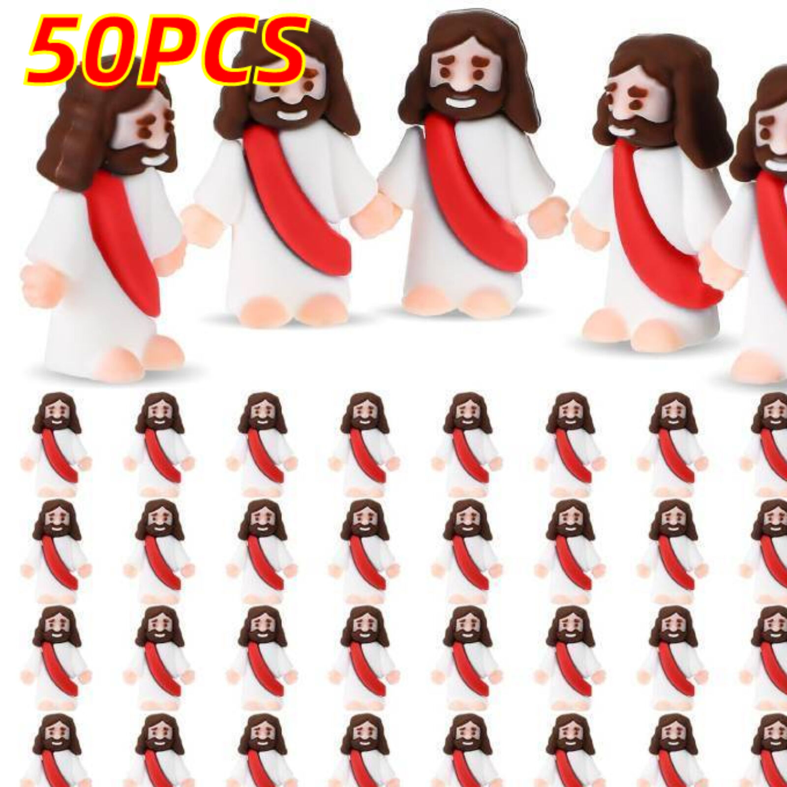 50Pcs JesusToys  Mini-Jesus Figurine Tiny Jesus- Figurine EasterDecorations Red