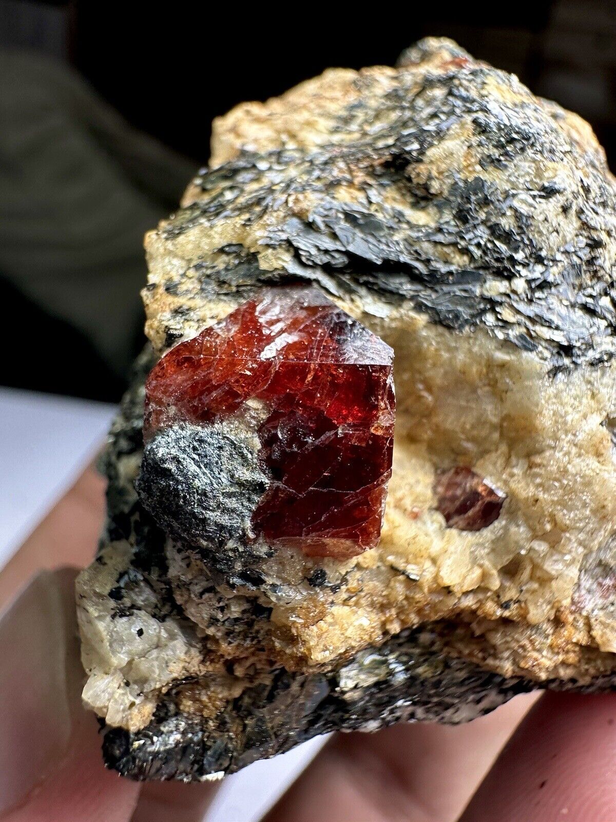 Beautiful Red Color Zircon Crystal On Matrix  Specimen 1285 CTS