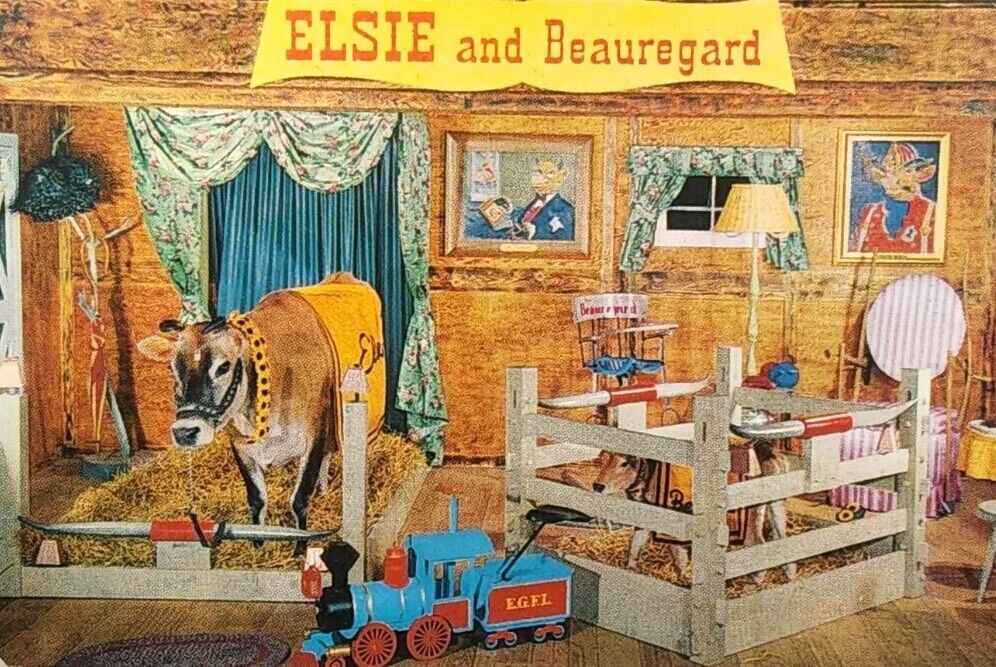 1955 Advertising Postcard ~ Borden\'s Milk Co. ~ Elsie & Beauregard. #-5158