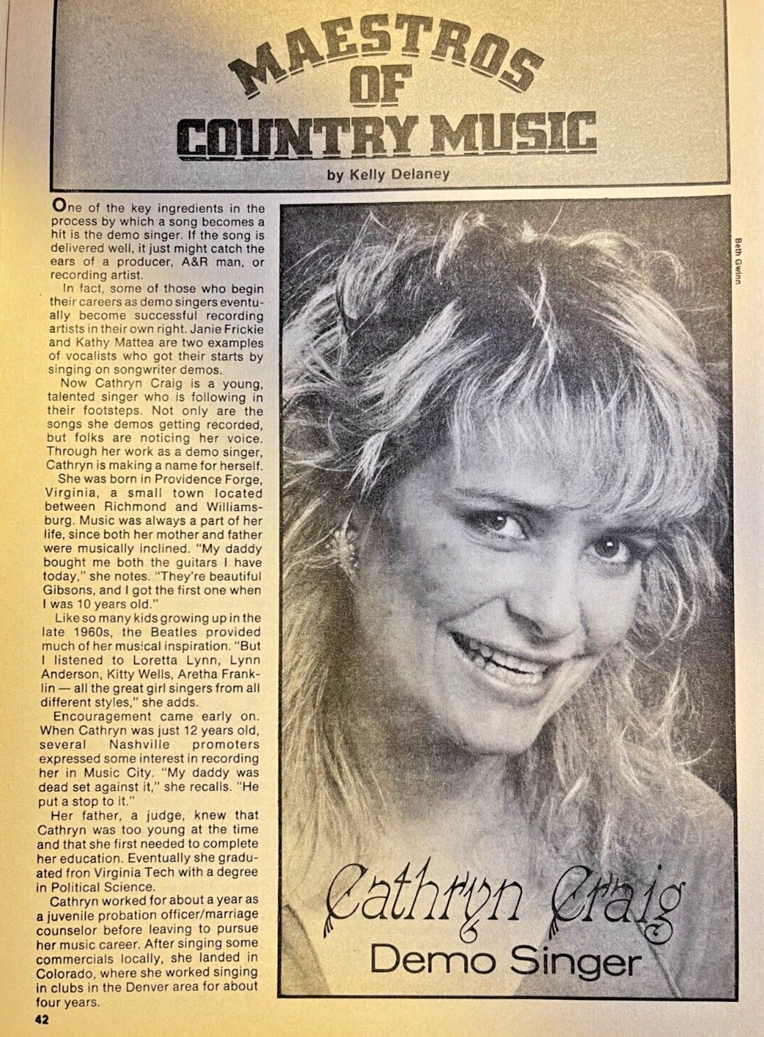 1988 Cathryn Craig Demo Singer