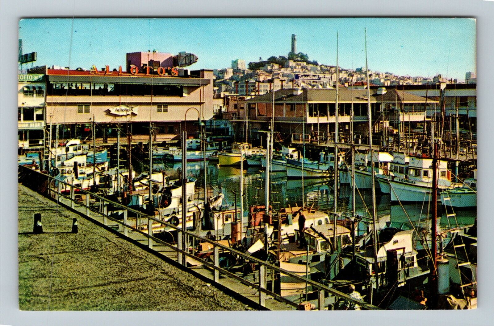San Francisco CA-California, Fisherman\'s Wharf, Boats, Alioto\'s Vintage Postcard