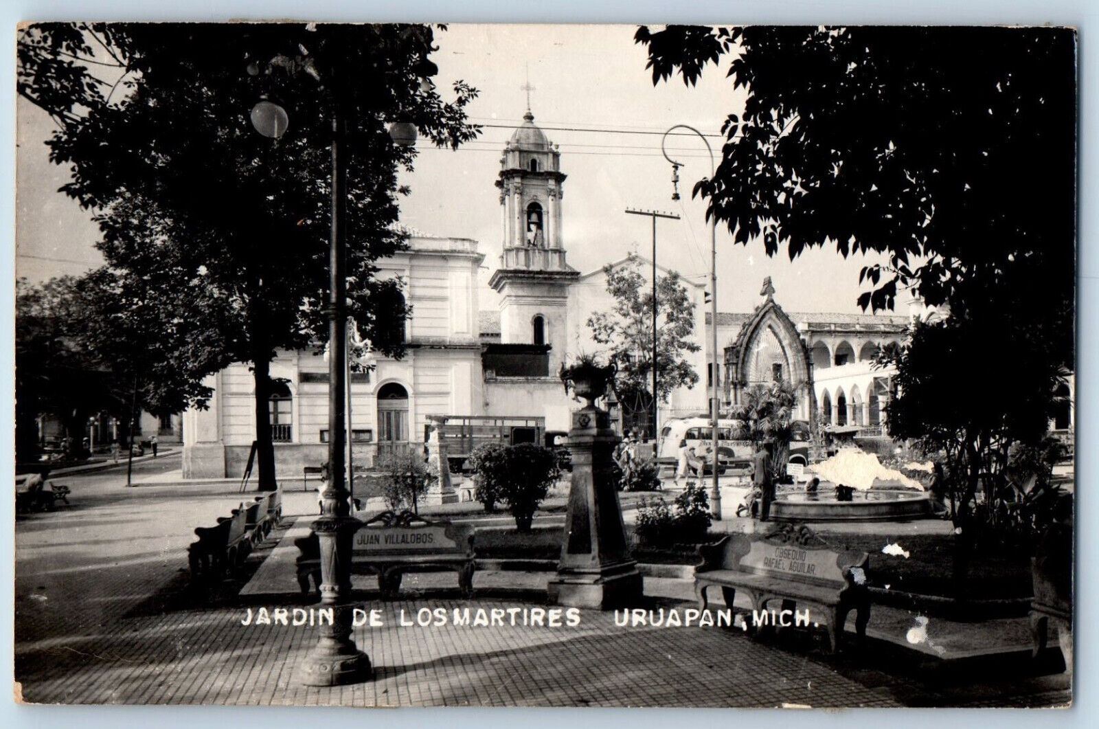 Uruapan Michoacán Mexico Postcard Jardin De Los Martires c1950\'s RPPC Photo