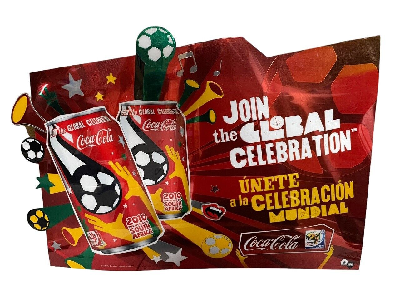 FOIL 2010 COCA COLA POSTER SOUTH AFRICA SOCCER FOOTBALL FIFA WORLD CUP - RARE
