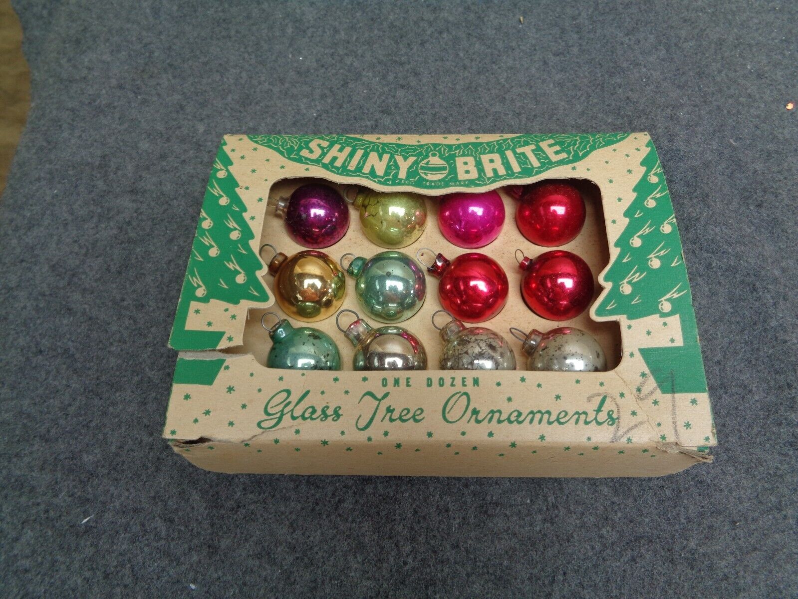 Vintage Shiny Brite Miniature Christmas Ornaments w/Box