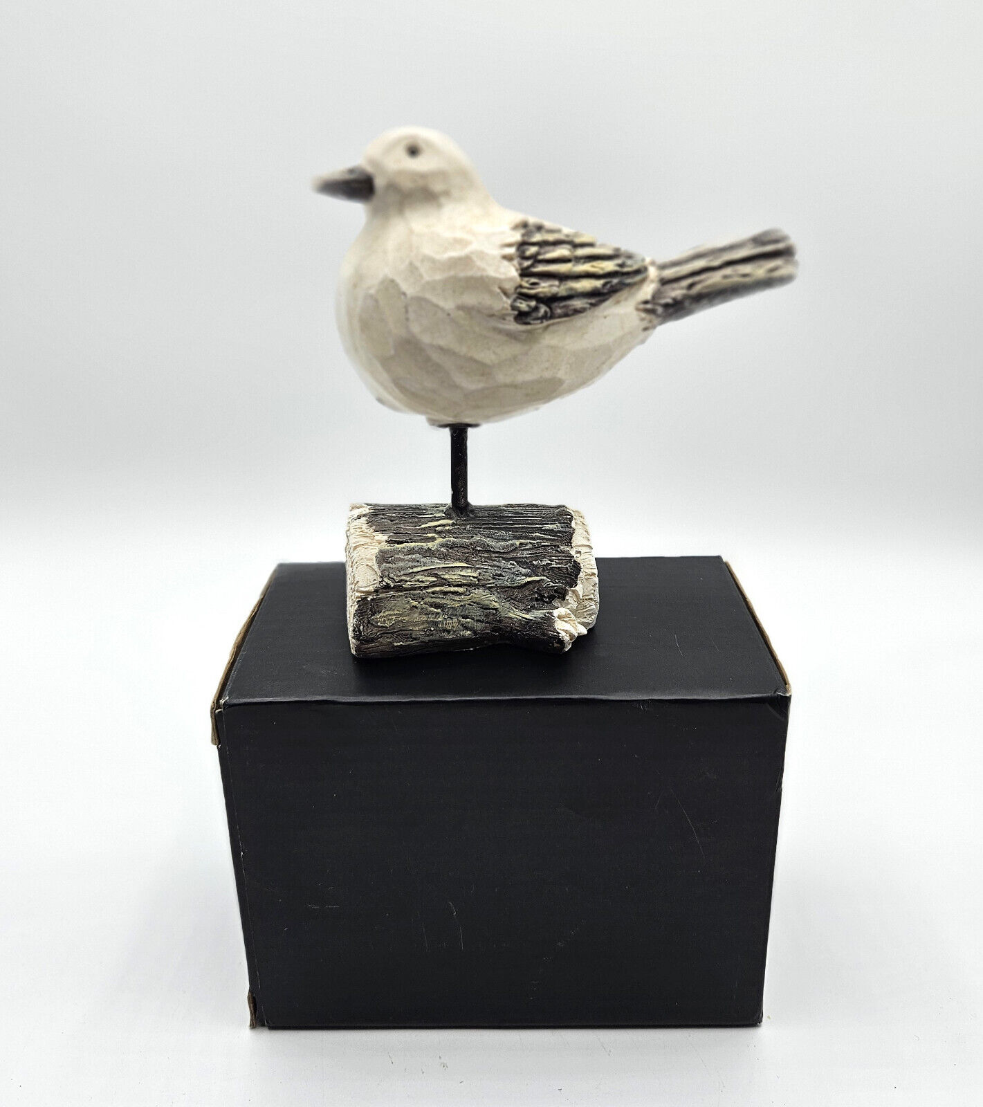 Seagull Bird Sculpture Perched on Driftwood