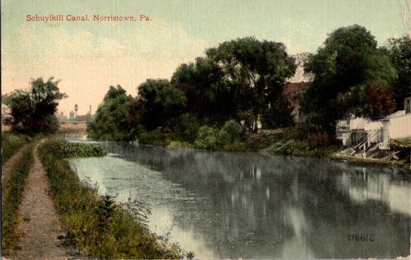 Vintage Postcard Schuylkill Canal Norristown PA Pennsylvania               F-138