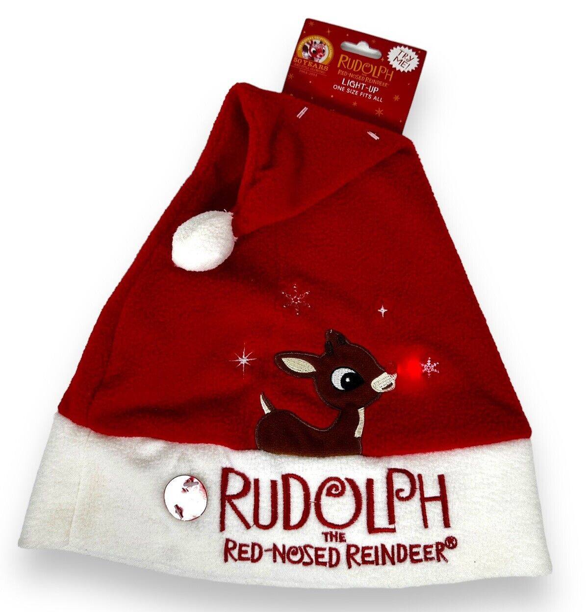 Rudolph Red Nosed Reindeer Light Up Santa Hat Christmas 50 Years Dan Dee Plush