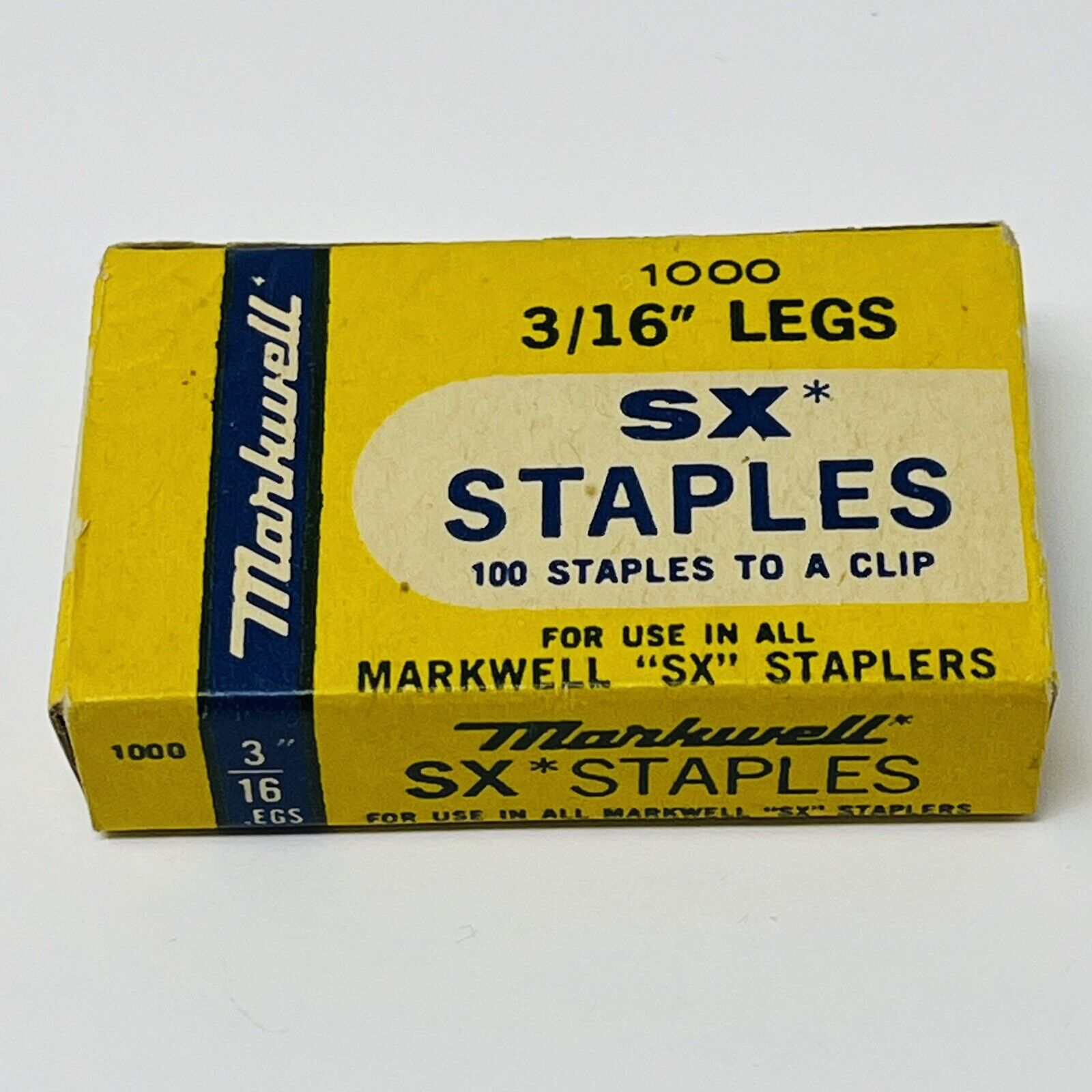 Vintage Markwell SX Stapler Staples 3/16 Legs Original Full Box Of 1000