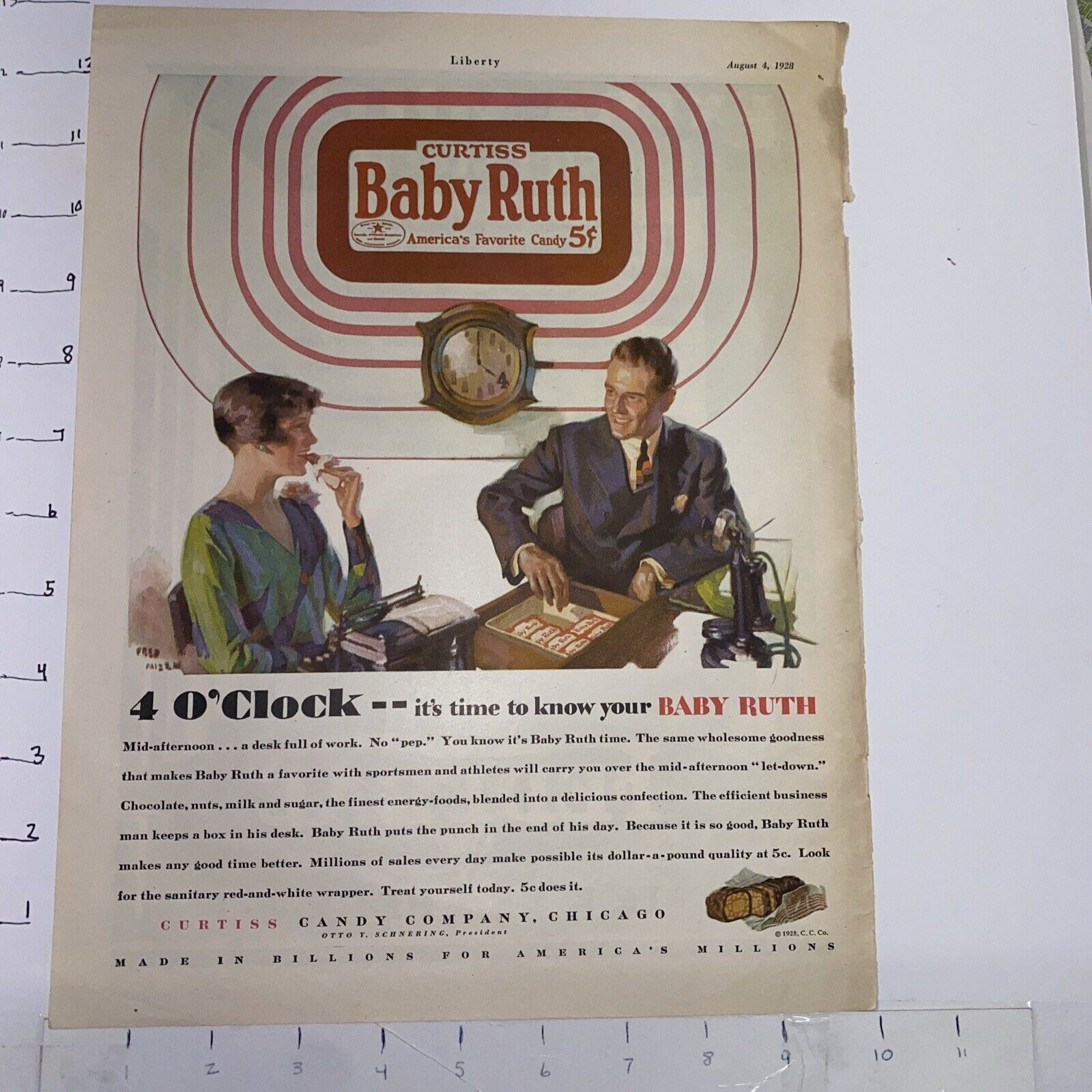 Vintage Baby Ruth Curtiss Chicago Candy 1928 Liberty White Packaging