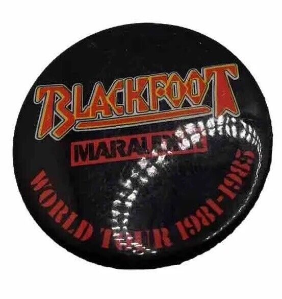 vintage Button Pin Badge UK Punk World Tour 81-85 Blackfoot Marauder 1.75” Rare