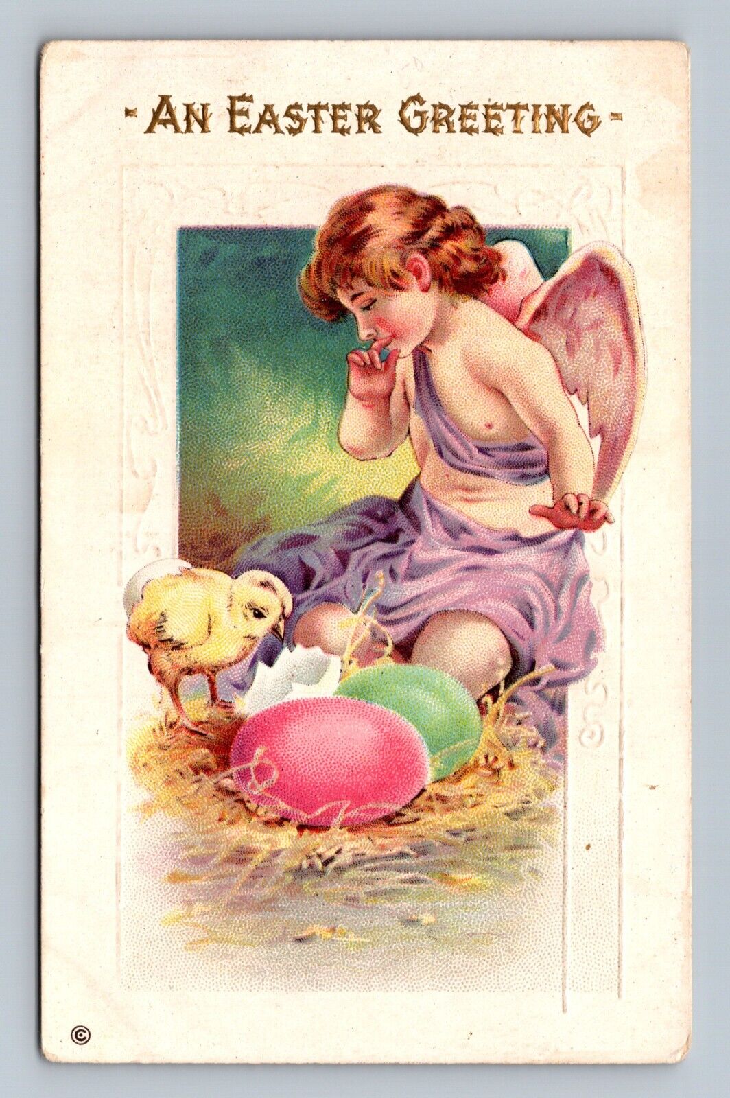 An Easter Greeting embossed Postcard Series 302 c