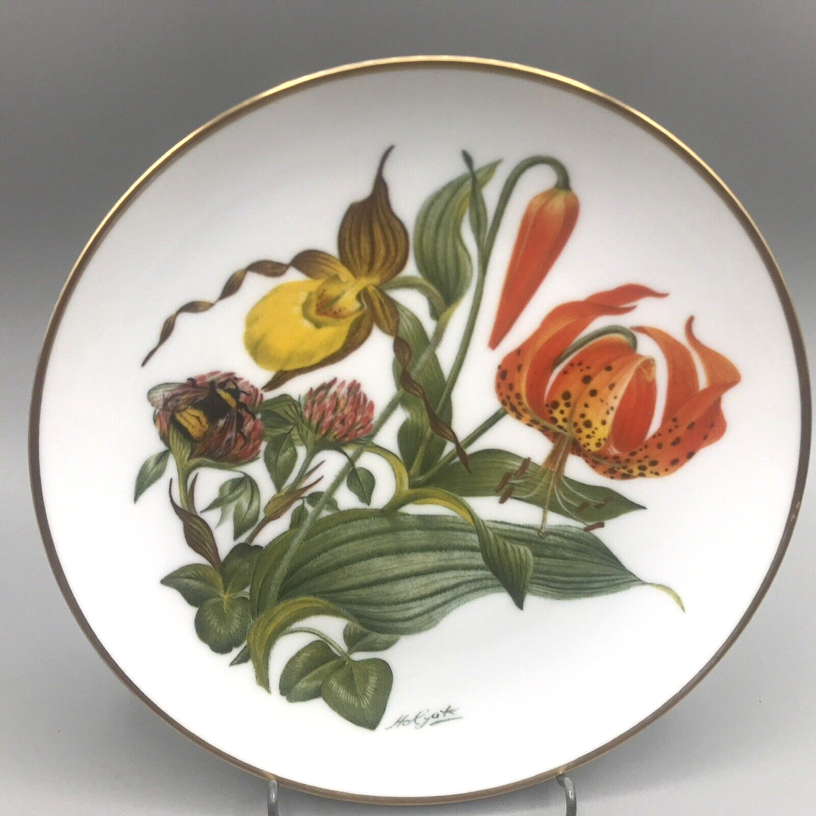 Vintage :Sierra Club Plate New England Wildflowers 1978  Porcelain Signed