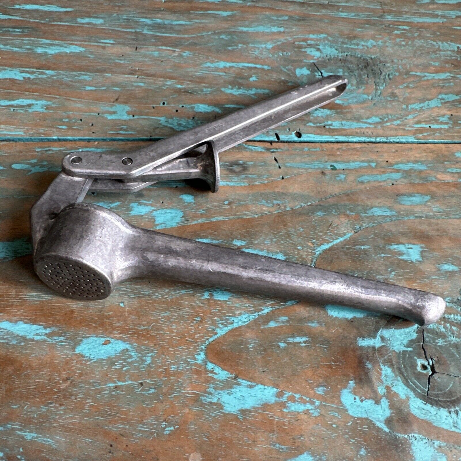 Vintage Swiss Made Garlic Press Model Simplex III Aluminum 6” Kitchen Tool