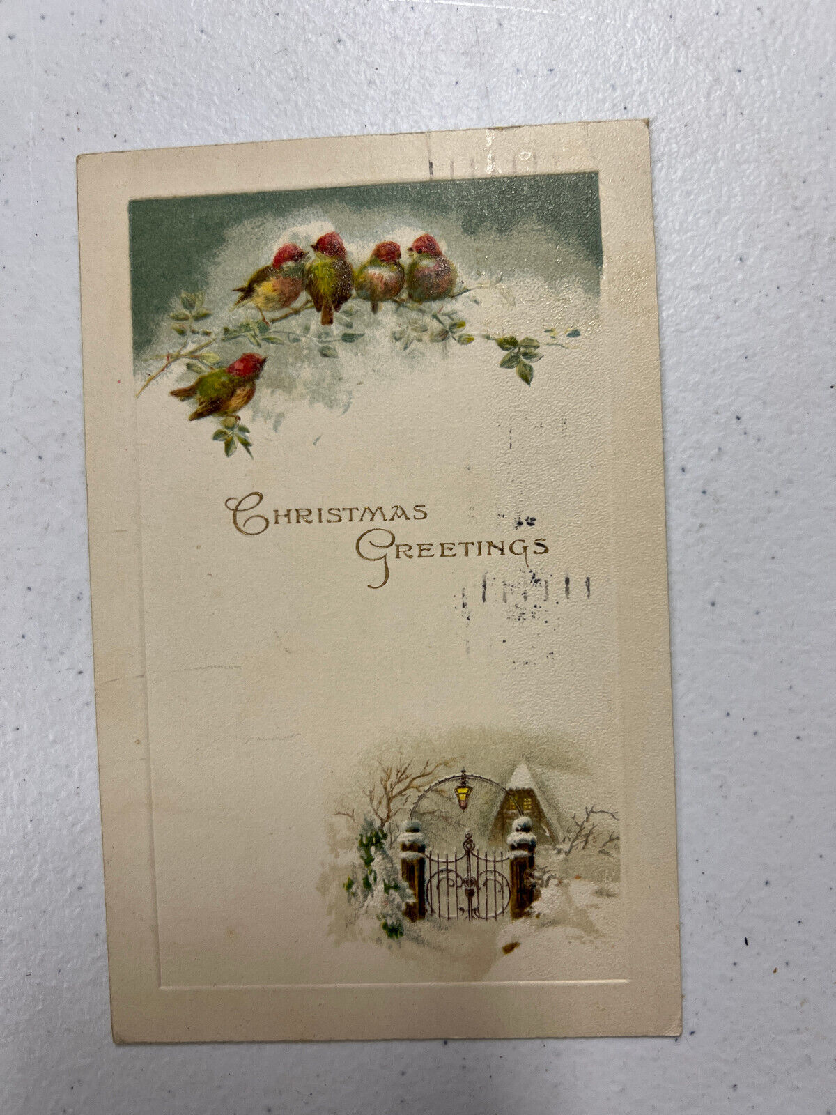Vintage Embossed Postcard, Christmas Greetings, Posted 1924 Jackson Michigan