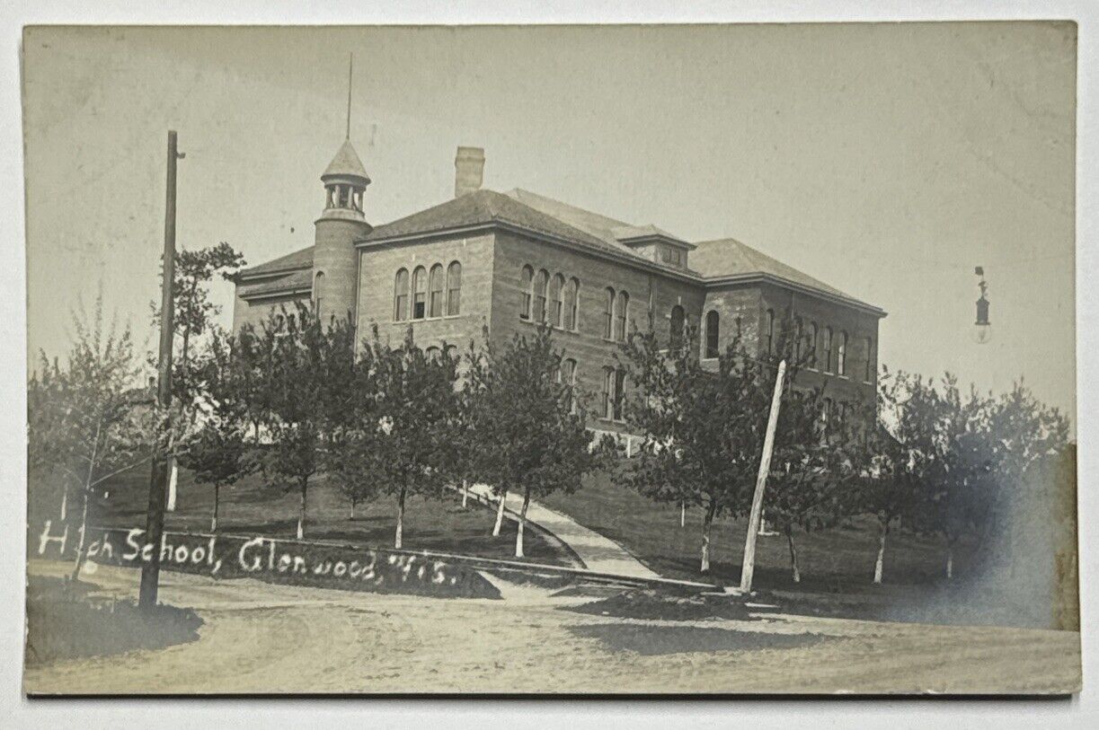 High School Glenwood WI Wisconsin RPPC Real Photo Postcard