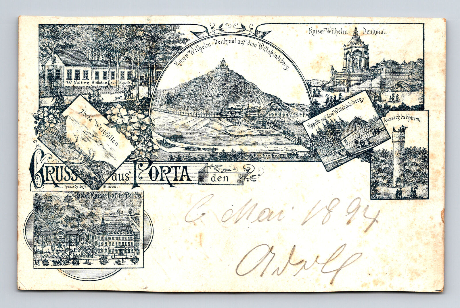 c1894 Gruss Porta Wesfalica Germany Multi-View Kaiser Wilhelm Germany Postcard
