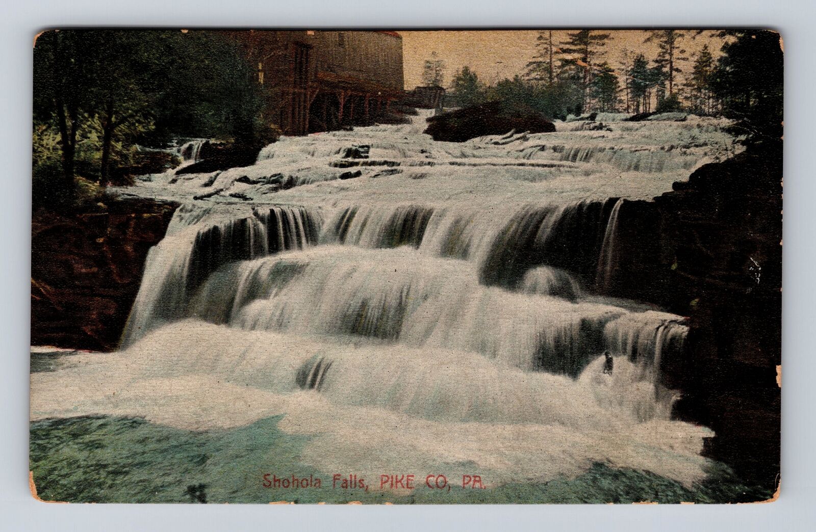 Pike County PA-Pennsylvania, Shohola Falls, Antique Vintage c1908 Postcard