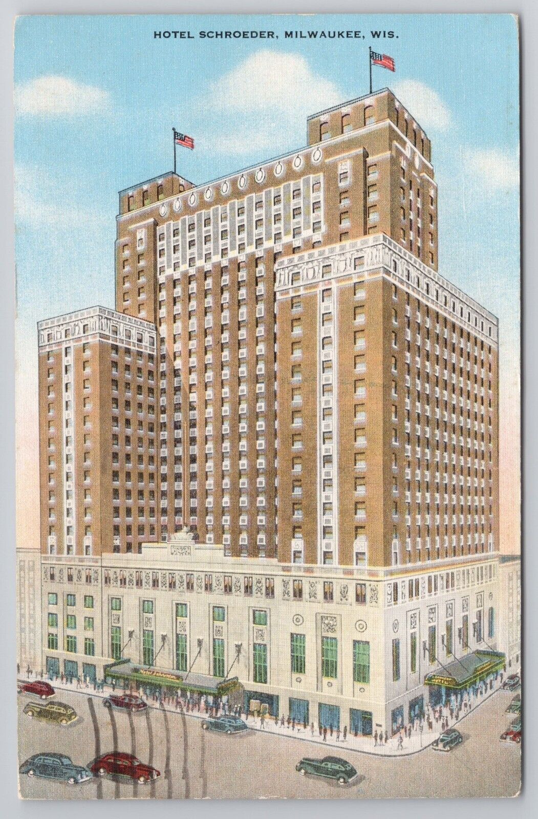 1954 Postcard Hotel Schroeder Milwaukee Wisconsin WI