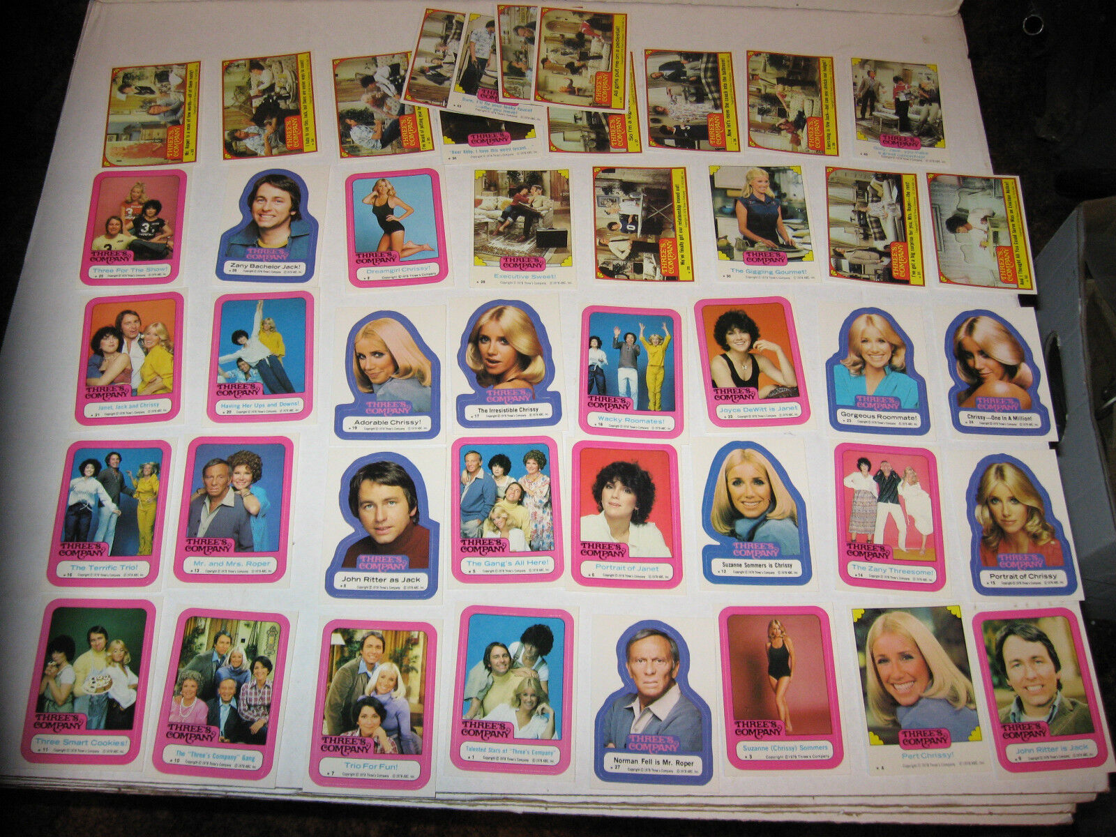 1978 Topps THREES COMPANY TV Show 44 Card Sticker Set Suzanne Summers Somers Pho
