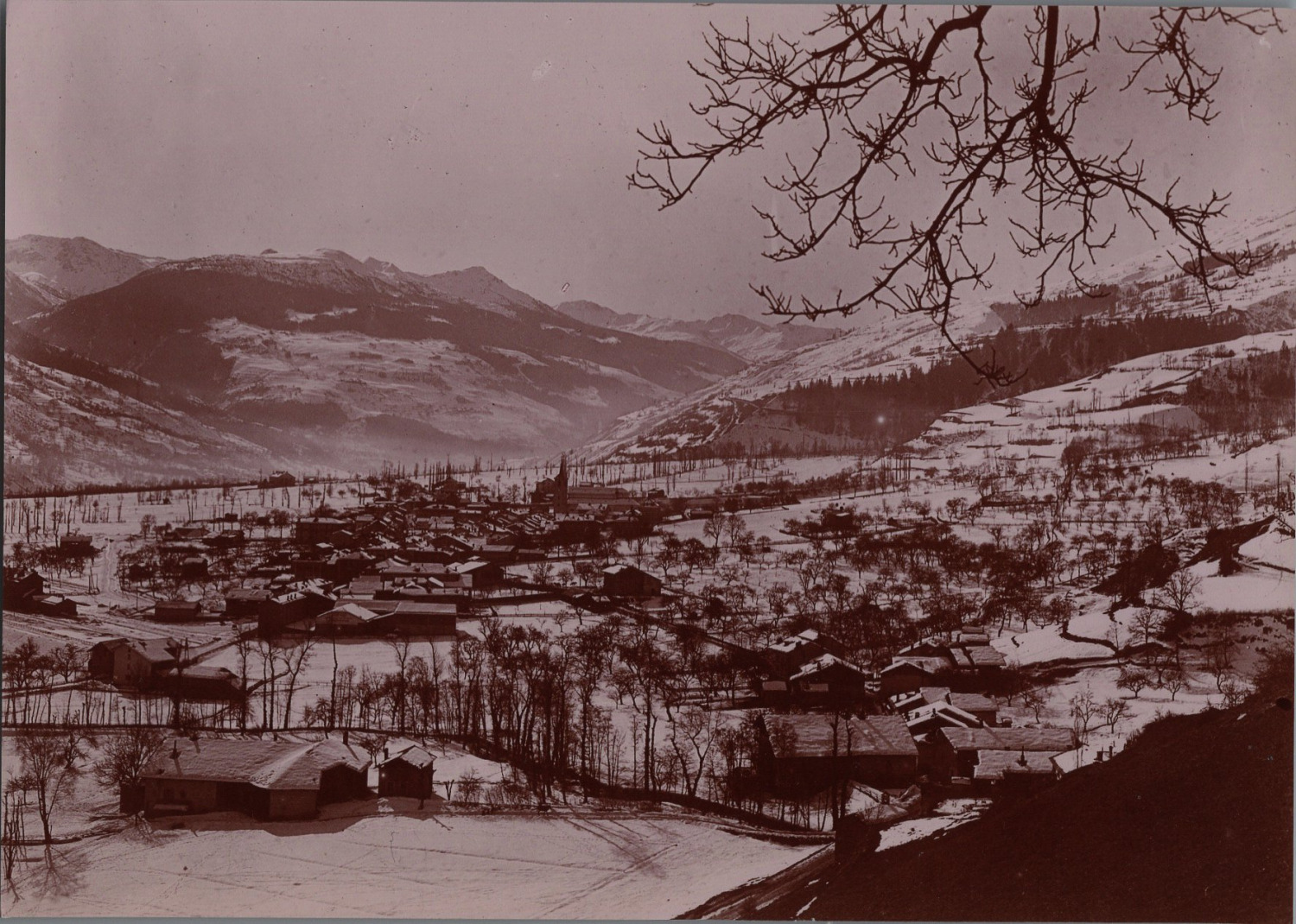 France, Bourg Saint Maurice, view of the Chatela trail vintage print, print d& print print print print print print