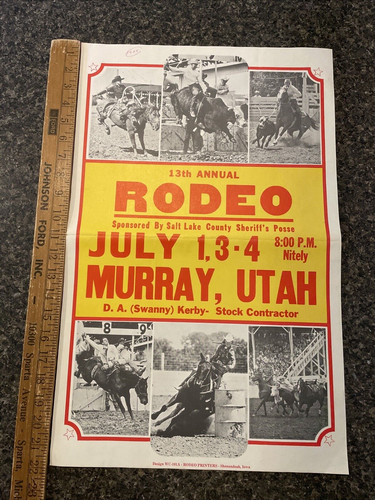 1960’s Vintage Poster 13th ANNUAL RODEO, MURRAY UTAH, Lake County Sheriff Posse
