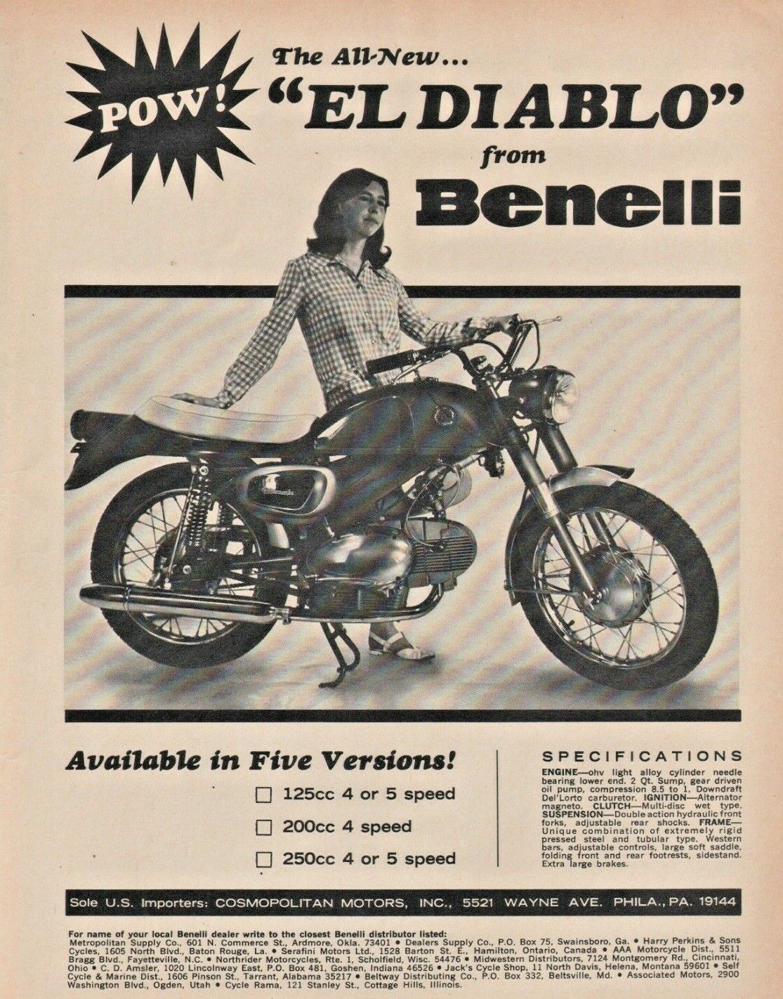 1968 Benelli El Diablo - Vintage Motorcycle Ad