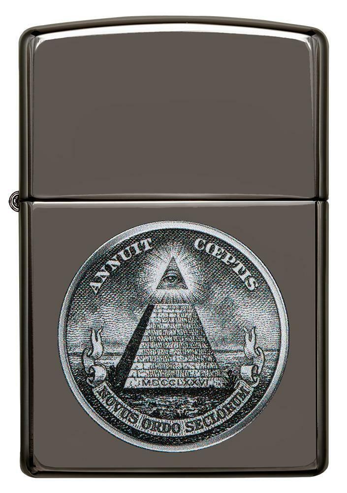 Zippo Windproof Dollar Bill Pyramid All Seeing Eye Lighter, 49395, New In Box